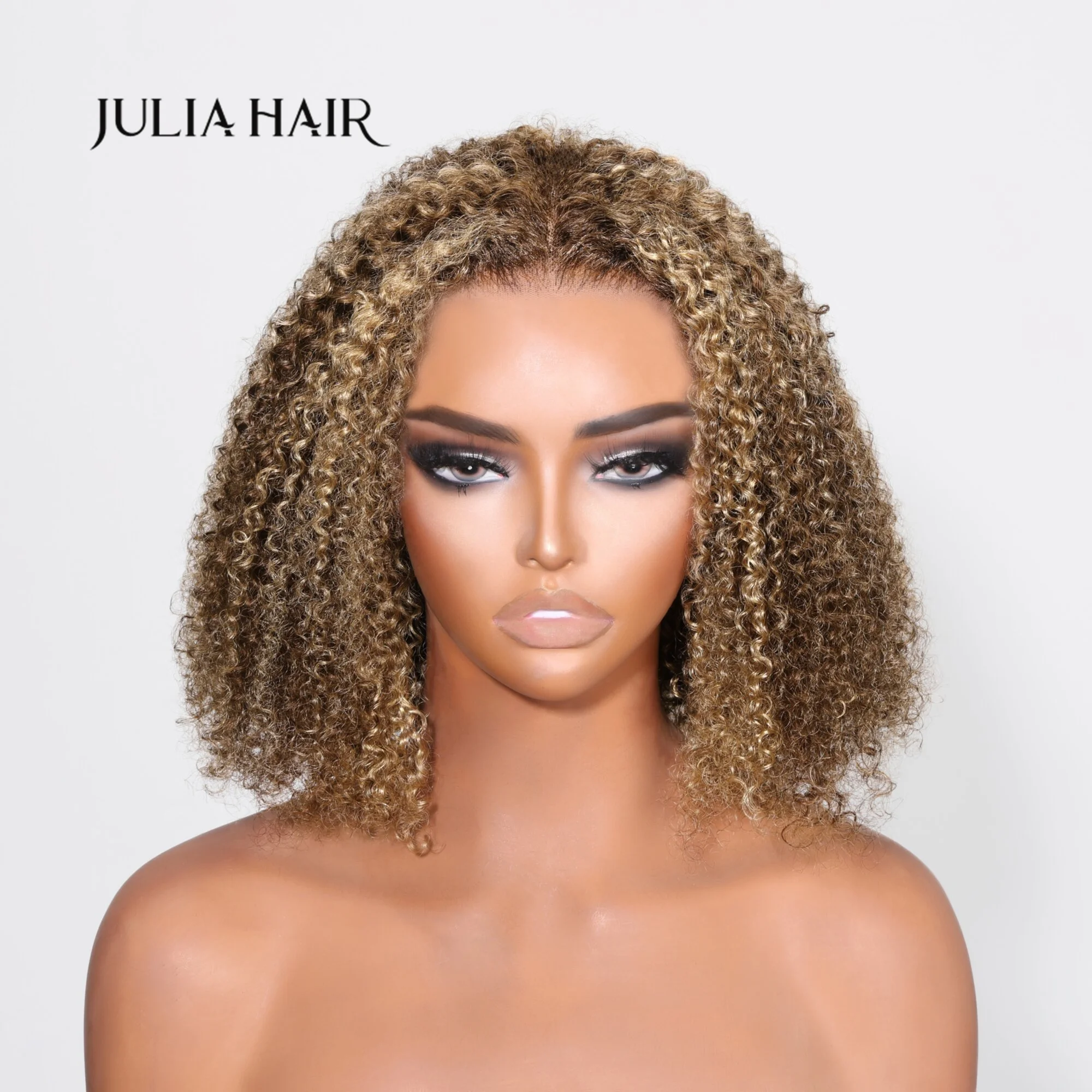 Julia Hair 13x4 Lace Front Highlight Blond Short Curly Bob Human Hair Wigs Pre Pluck With Baby Hair Deep curly Bob Wig For Women