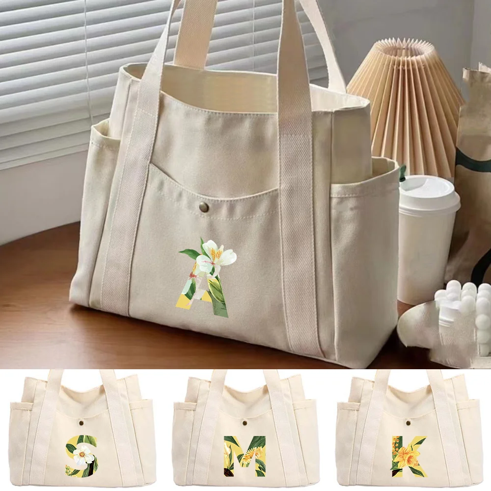 

Single Shoulder Canvas Bag High-quality Floral Series Foldable Shopping Bags Travel Portable Large Capacity Storage Pack