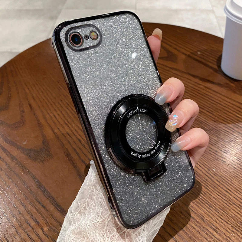 Für iPhone 16E 17E Farbverlauf Glitzer TPU Hülle Für iPhone SE 4 2025 Galvanisierte Magnetische Halterung Weiche Silikon Rückseite – Detail 10