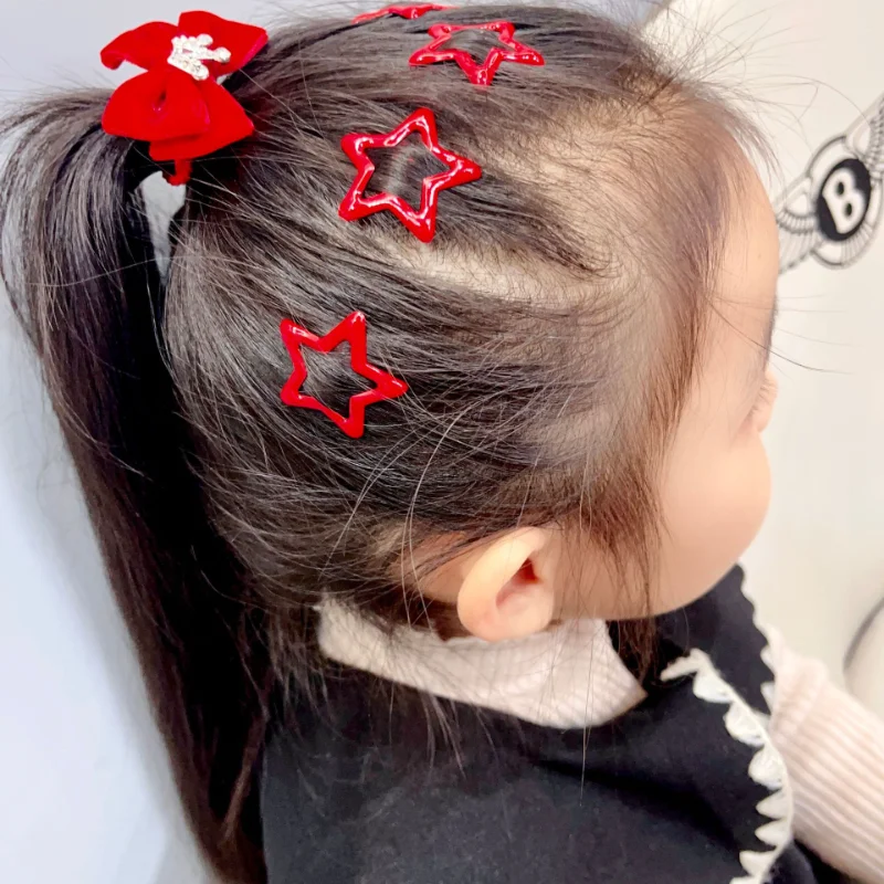 10PCS/Set Fashion Red Star Water Drop Women Girls Hair Clip Simple Barrettes BB Hairclips Boutique Kids Hair Accessories