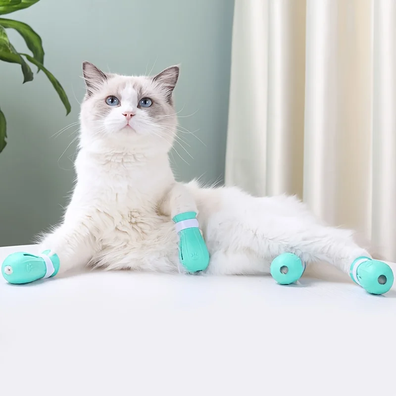 Katzenpfotenschutz für das Bad, Kratzschutz für Katzen, Verstellbare Badeschuhe für Haustiere, Krallenschutz für Katzenpfoten, Tierpflegezubehör – Detail 1