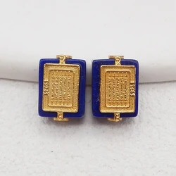 1Pair Silver Gold Plated Natural High Quality Lapis Lazuli Gemstone Earring Beads, Jewelry DIY Making, Unique Gemstone Pair
