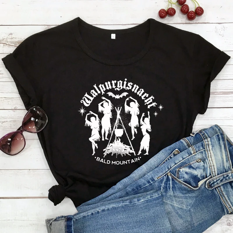 Walpurgisnacht bald mountain tshirt vintage women dancing witches tee top