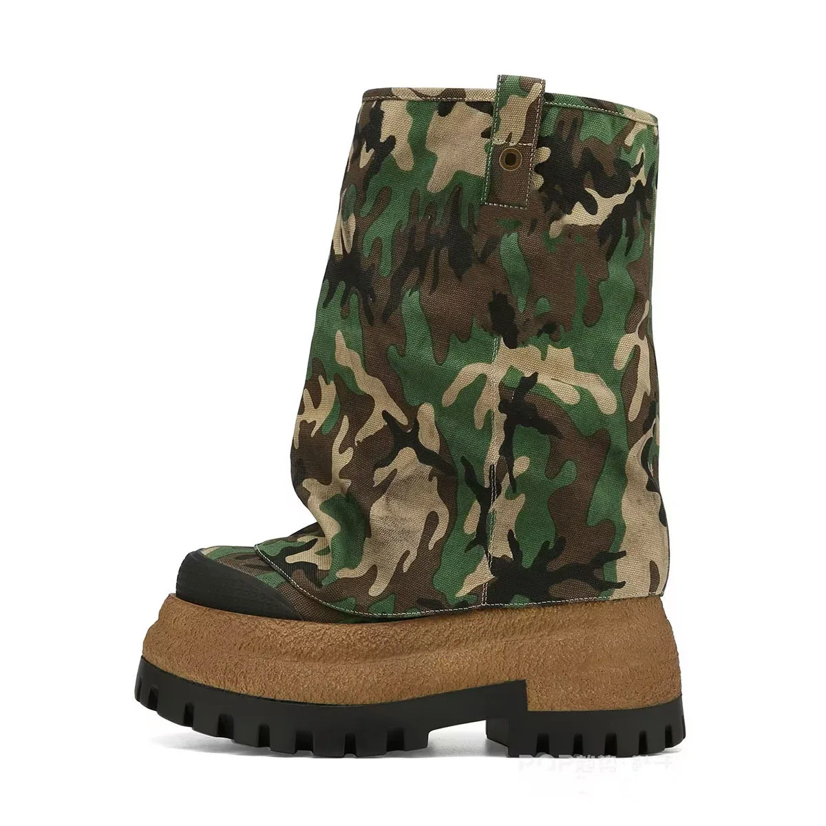 White fur flod thick sole mid calf boots platform leather Camouflage winter new in snow boots women's luxury designer shoes view 6