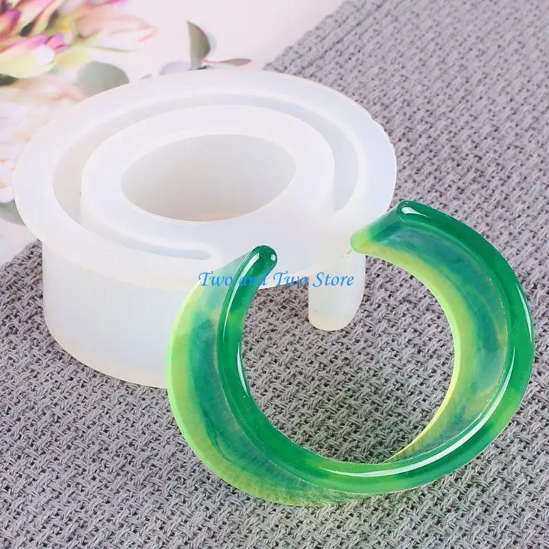 HX6F DIY Round/C-Shaped Bangle Epoxy Silicone Mold Bracelet Resin Mold for Children Handmade Art Crafts Tool Durable