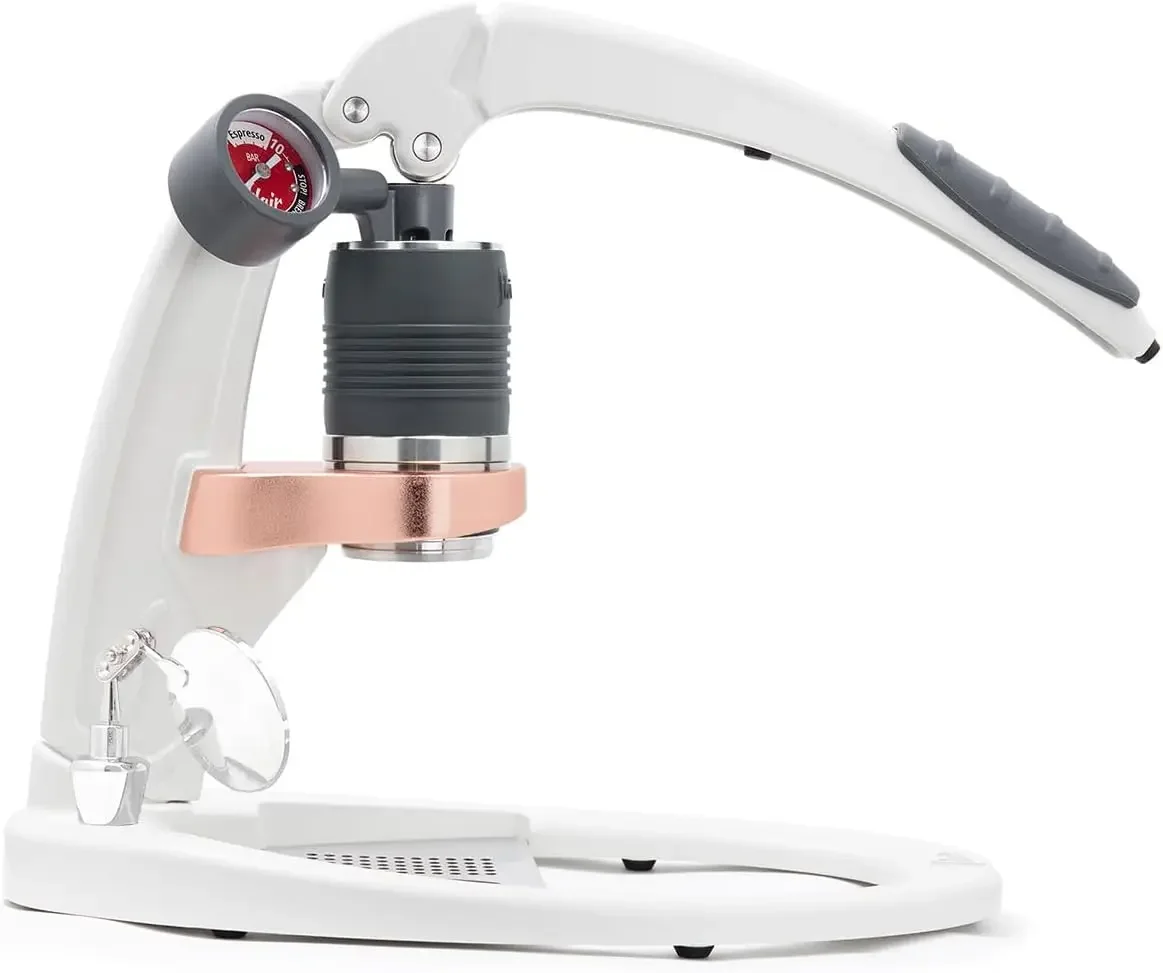 

UPDATED PRO 3(White)All manual lever espresso maker with a stainless steel brew head,pressure gauge,shot mirror and a small size