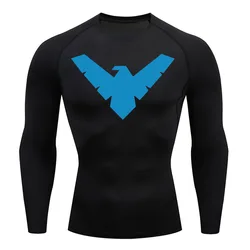 Men's T-Shirt Compression Shirt Sun Protection Long Sleeve Second Skin Breathable Rash Guard Sportswear Bodybuilding Top 2099