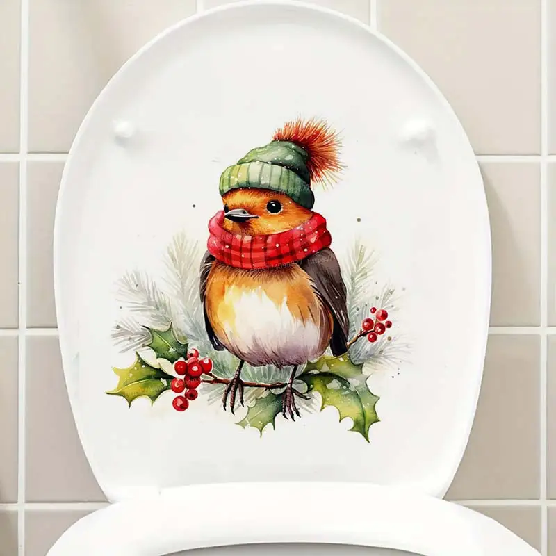 عيد الميلاد روبن الطيور الحيوانات الجدار ملصق الحمام المرحاض غرفة المعيشة ديكور خزانة الثلاجة ديكور المنزل الشارات M1075