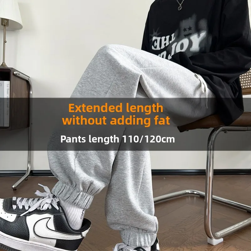 

Loose Men's Autumn Winter Sports Pants High Waist Casual Trousers Elastic Cuff Long Version Fce Lined Tall Men's Sweatpants