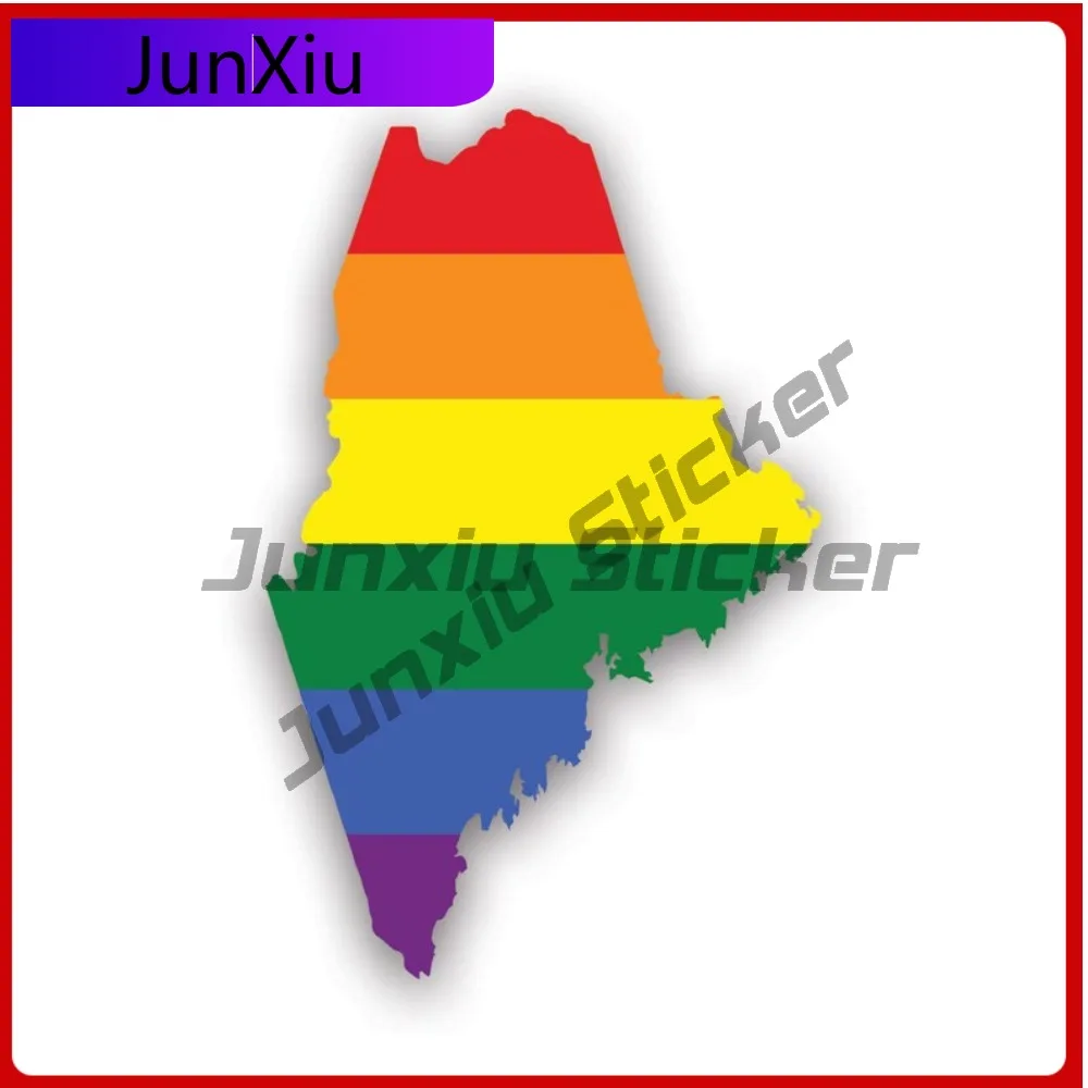 Maine State Shaped Gay Pride Rainbow Flag Sticker Creative Decals Lgbt Lgbtq Lgbtqia Community Me State Flag Patriotic Car