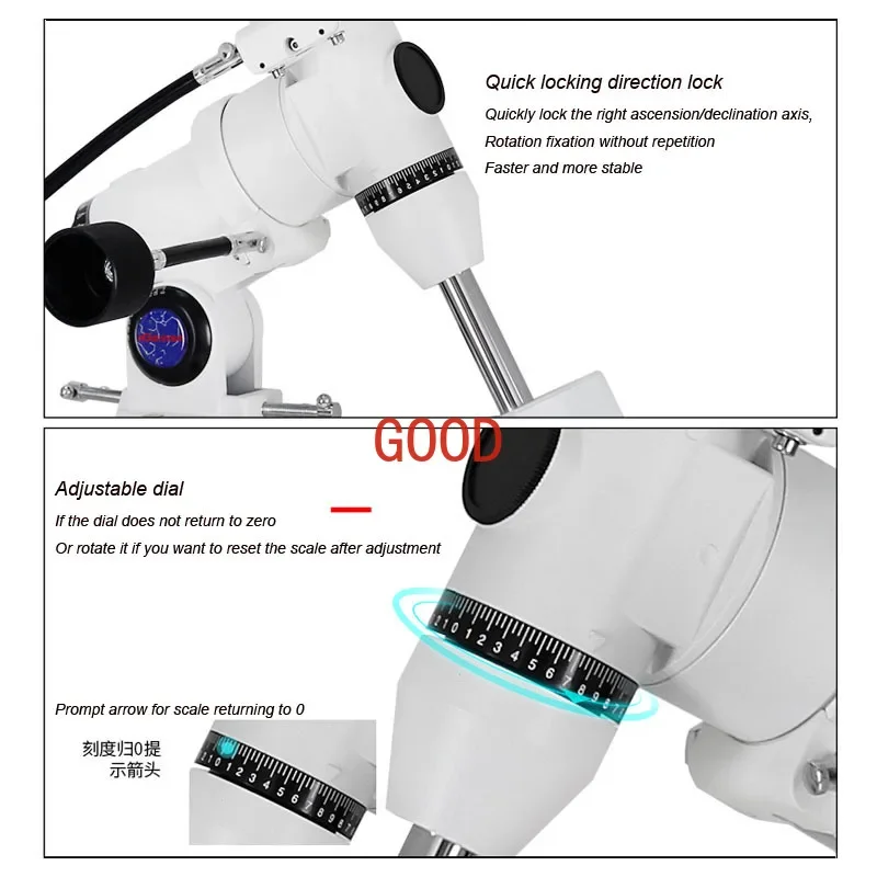 Maxvision EXOS-1 (EQ3D) Äquatorial montiertes Stativ mit 1,5 Zoll Stahlfußhocker Zubehör für astronomische Teleskope