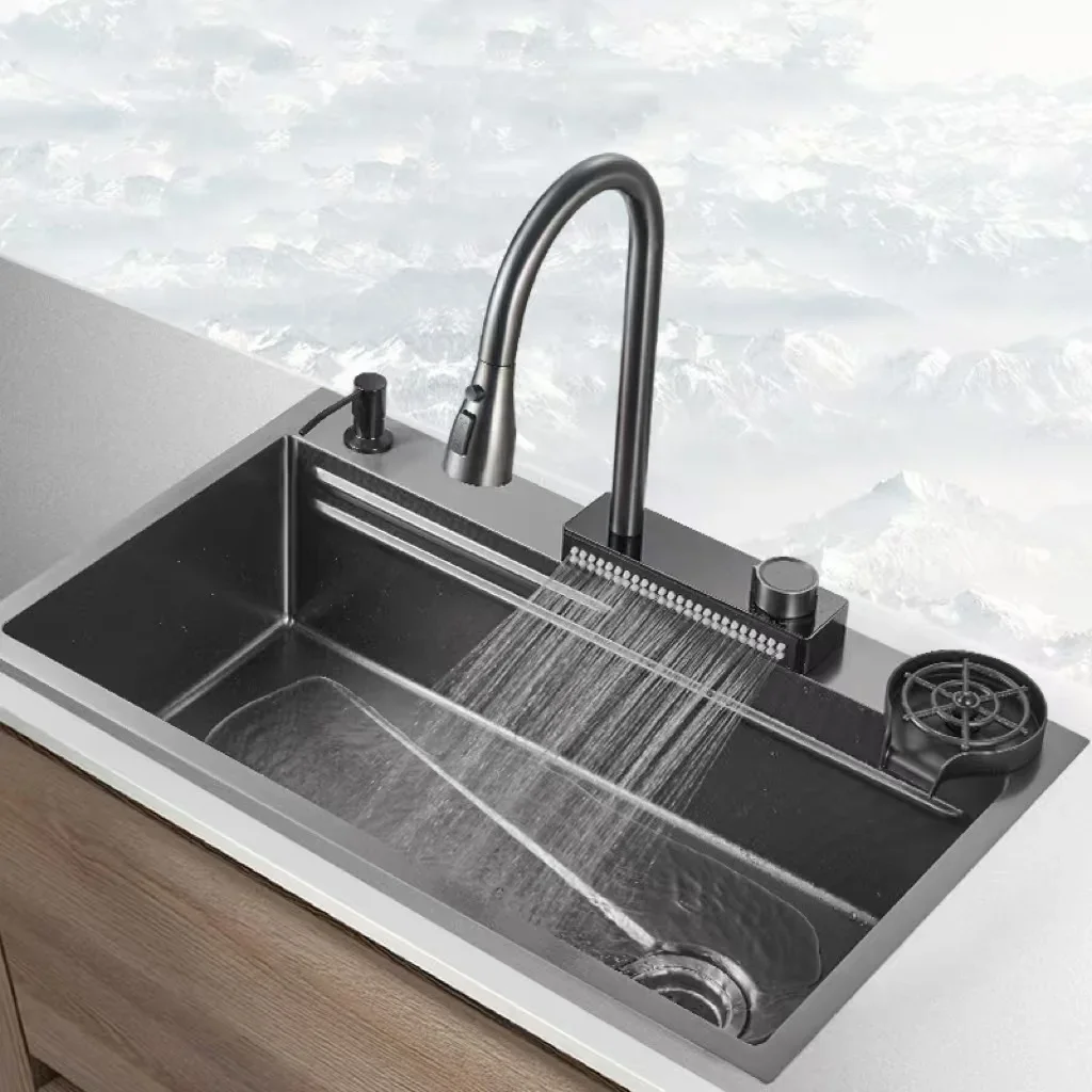 Sink kitchen oil resistant coating stainless steel sink multi-function moisture and noise reduction sink set