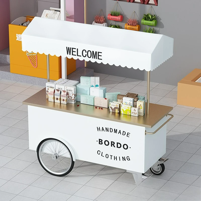 

Customizable stall float outdoor hand push food cart supermarket shopping mall activity display car night market mobile