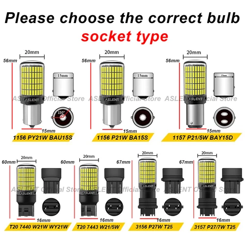 Imagen 2 del producto 2 uds 4014 150SMD 1156 BA15S P21W BAU15S PY21W 7440 7443 1157 BAY15D P21/5W 3157 bombillas LED CanBus luz de señal de giro inverso de freno