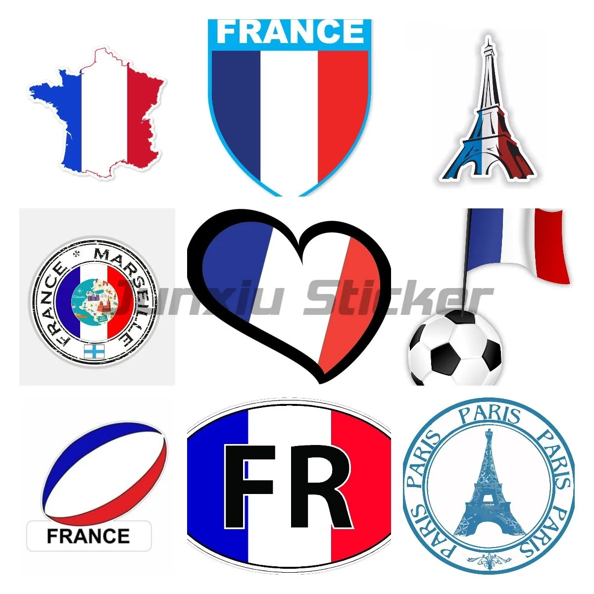 

France Map Flag Car Sticker Auto Accessories Sunscreen Waterproof Reflective Decoration PVC