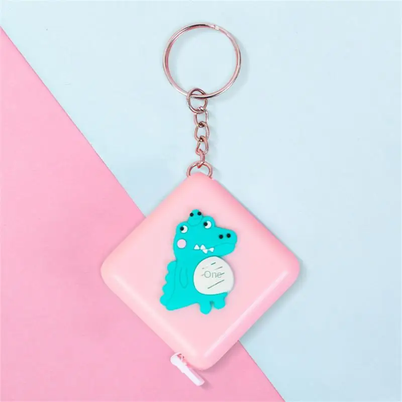 Cartoon Tape Measure 0-150cm 0-60 Inch Mini Portable Cute Animal Shape Key Ring Automatic Tape Measure Panda Frog Piggy Tiger