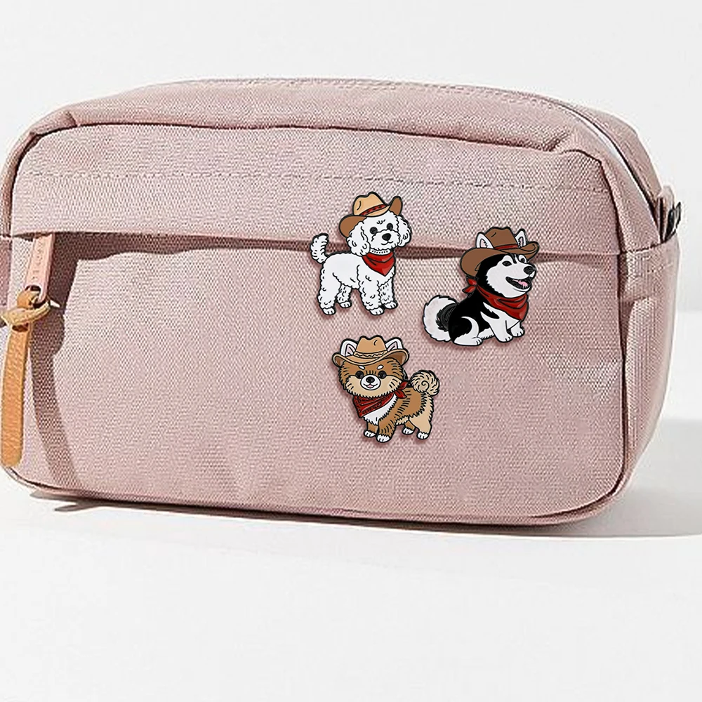 3 Styles Cartoon Dogs Enamel Pins Cute Cute Poodle Husky Puppy Brooches Women Girls Backpack Bag Badge