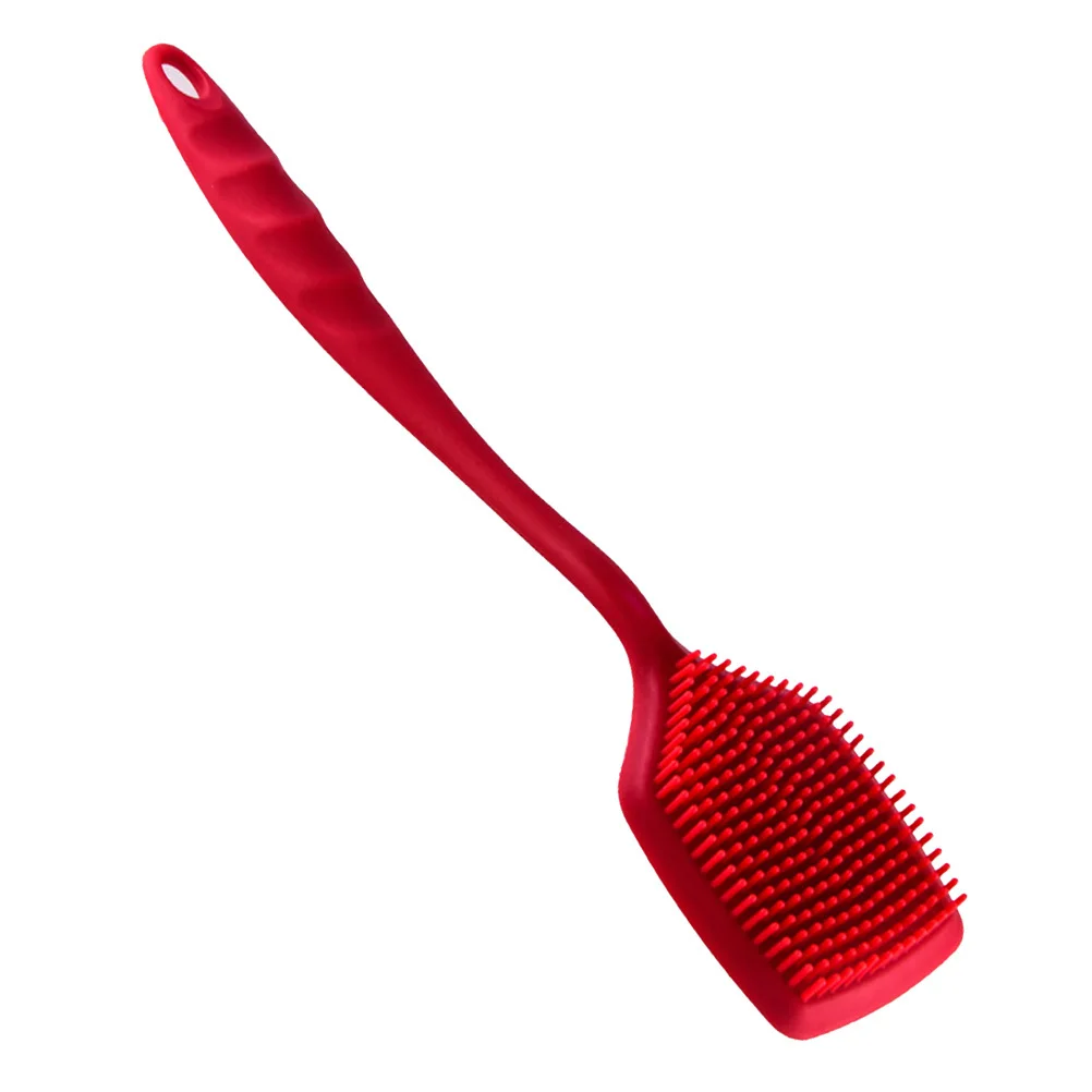 

Long Handle Silicone Scrubber Food Grade Non-Stick Odorless Anti-Slip Hanging Hole Kitchen Dishwashing Brush Pan Cleaner
