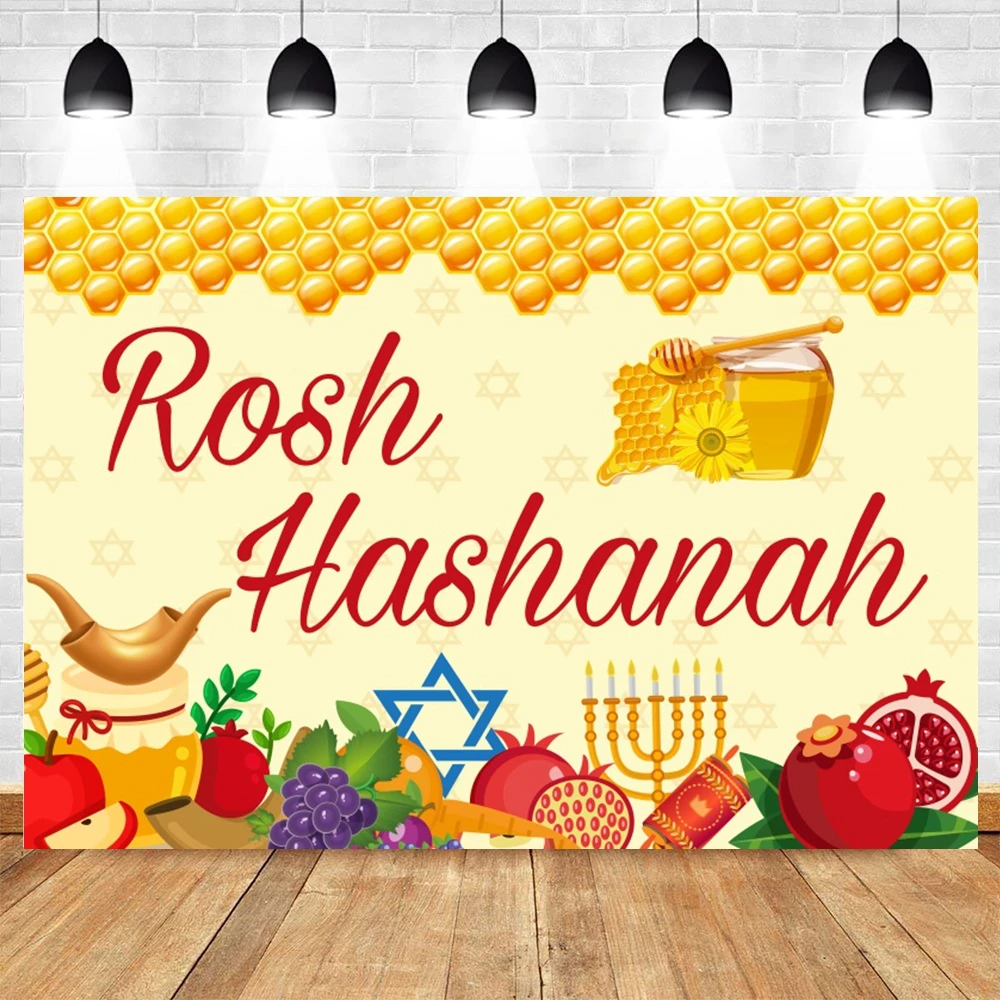 Shana Tova Backdrop Photography Rosh Hashanah Jewish New Year Honey Pomegranate Family Party Decor Background Photo Studio Props