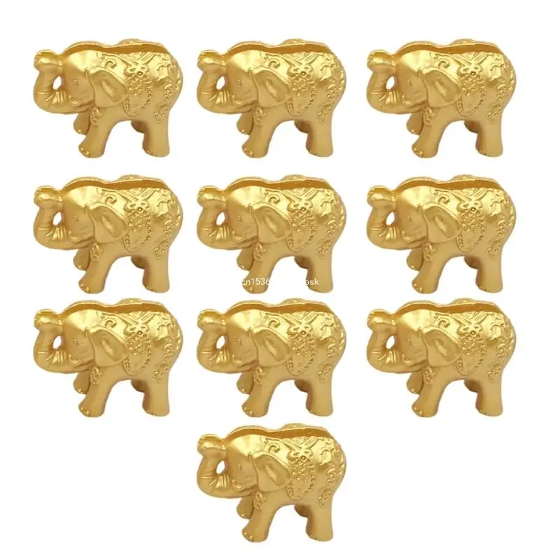 

Pack of 10 Gold Resin Elephant Table Card Holders for Weddings and Parties