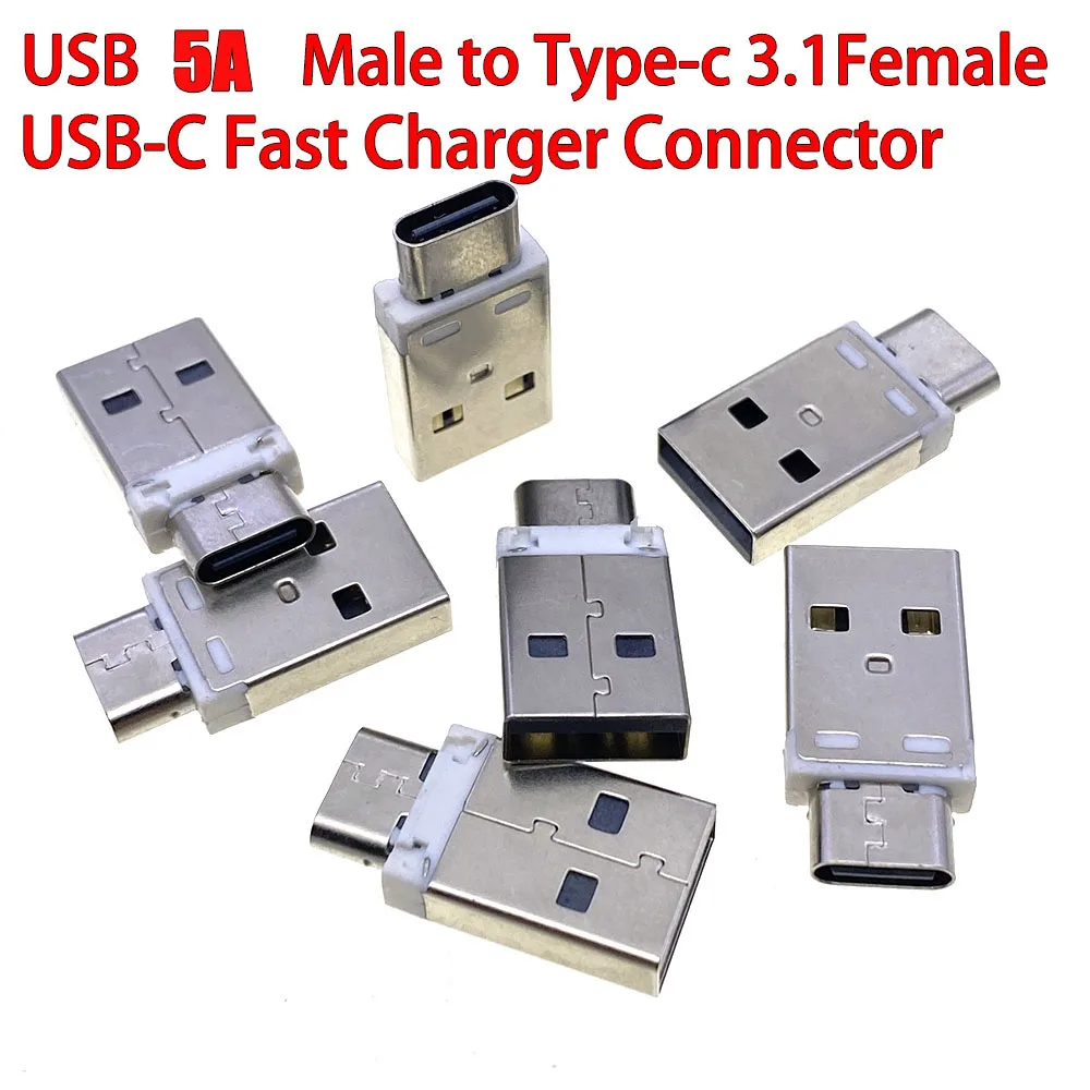 USB 5A Male to TYPE-C 3.1Female USB-C Fast Charging Head without Shell Converter Head Phone and Computer Charging Data Connector