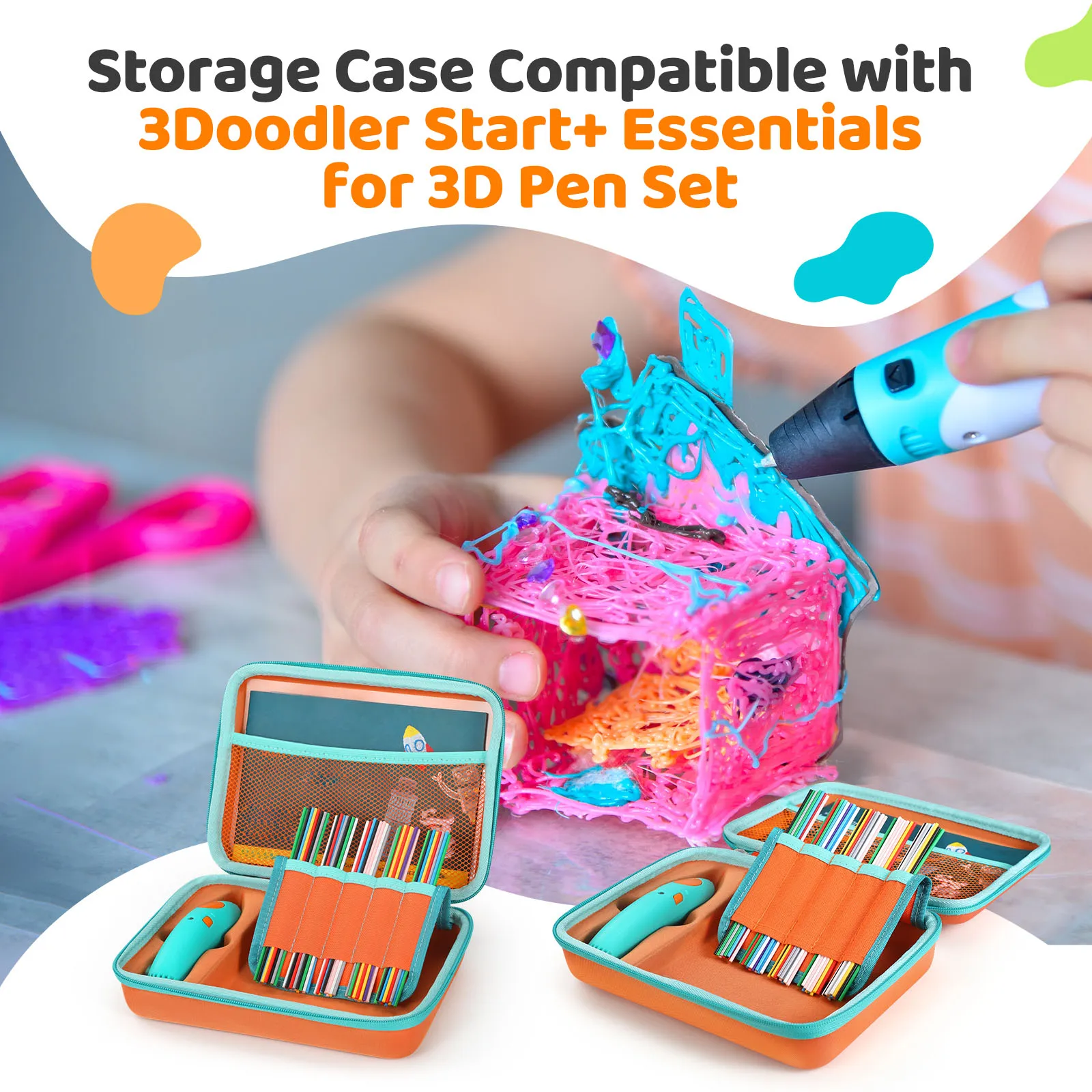 

Сумка-органайзер для 3D-ручки 3Doodler Start+ и принадлежностей: для хранения филамента, запасных частей и USB-зарядного устройства