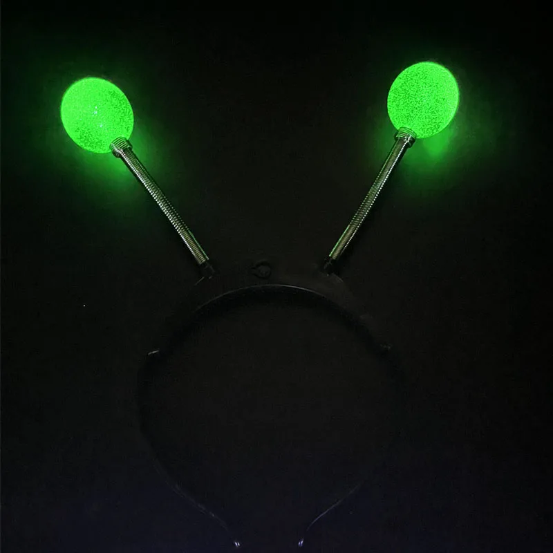 1pcs Light Up Alien Headbands Silver Antenna Head Band Costume Accessories Glow Party Supplies Birthday Gift