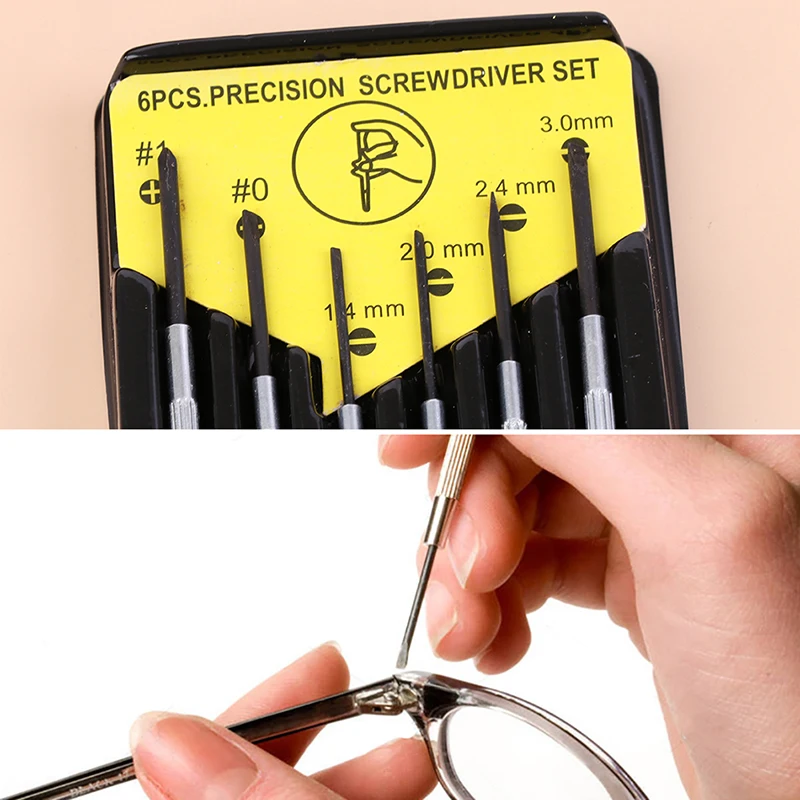 6Pcs Glasses Repair Screwdriver Set With Slotted Phillips Bits Tool Steel For Watch Glasses Screw Driver Repair Tools