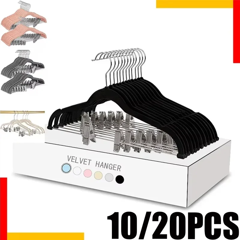 velvet-pants-hangersnon-slip-clothes-hanger-with-clips-for-clothing-storepink-drying-display-racks-for-coat10-20-30pcs