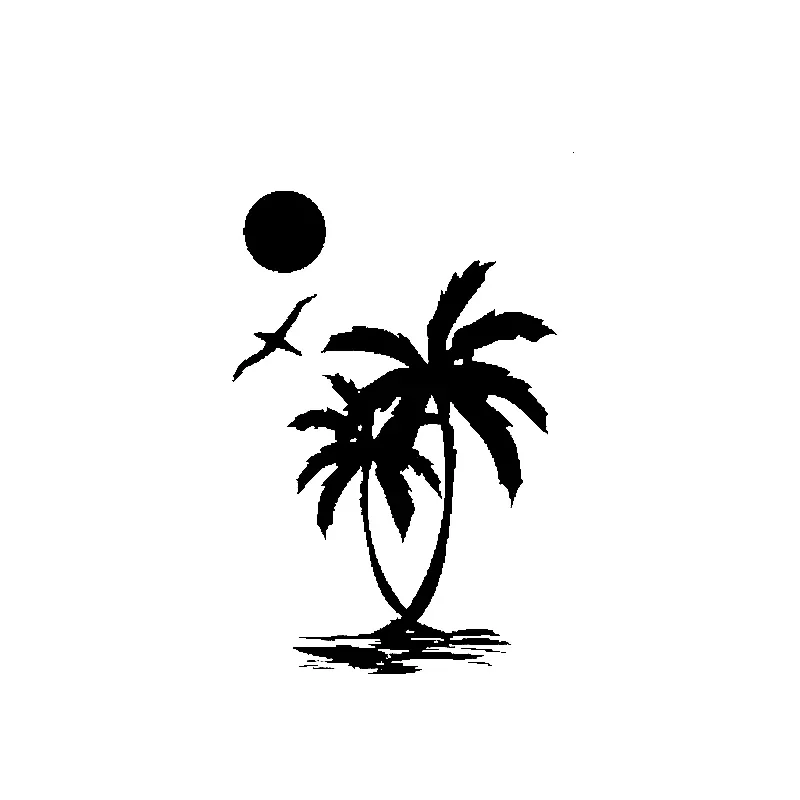 Car Sticker Interesting Sun Palm Tree Beach Original Delicate Nice Sunscreen Use Fridge Helmet Stickers Laptop  Decal,9cm*14cm