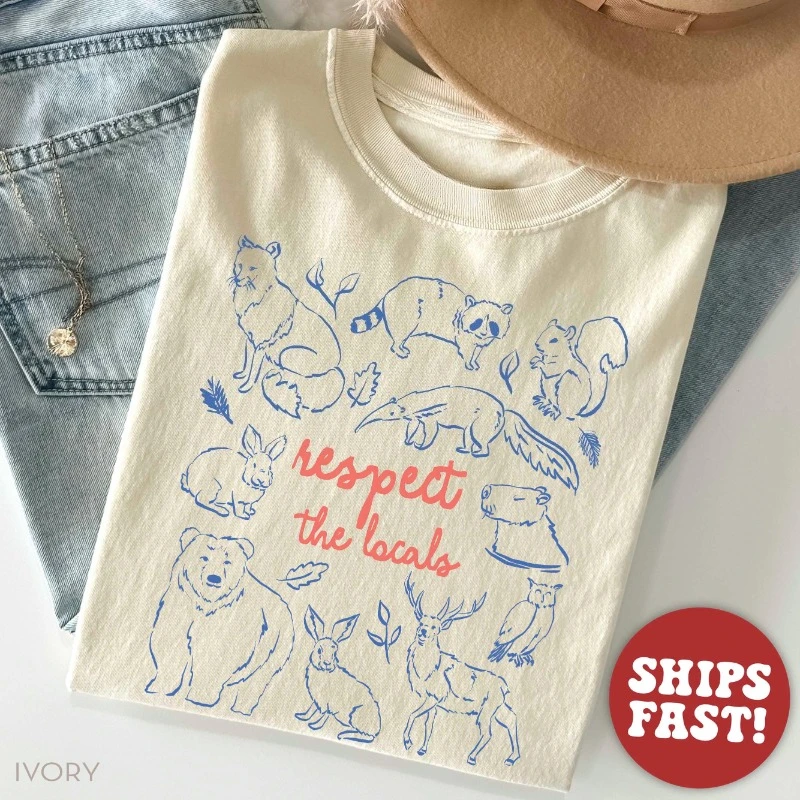 Camiseta del Parque Nacional, Respete a los habitantes locales, Camiseta de camping, Camiseta de regalo para Granola Girl, Nuevas llegadas de primavera/verano, Corte regular