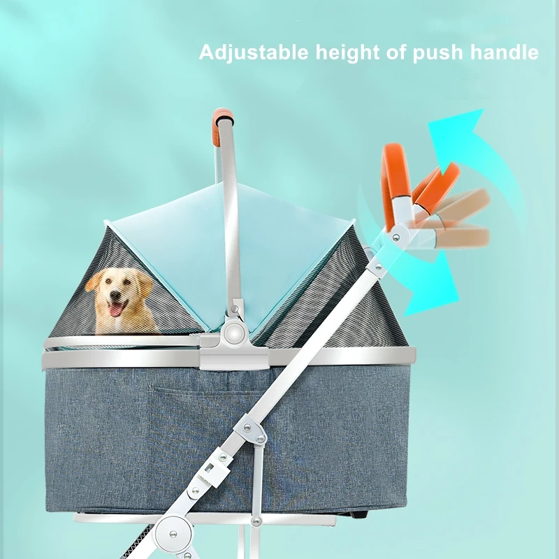 Poussette pour animaux de compagnie T1 personnalisée, poignées amovibles et séparées, cages pour animaux de compagnie, haute qualité