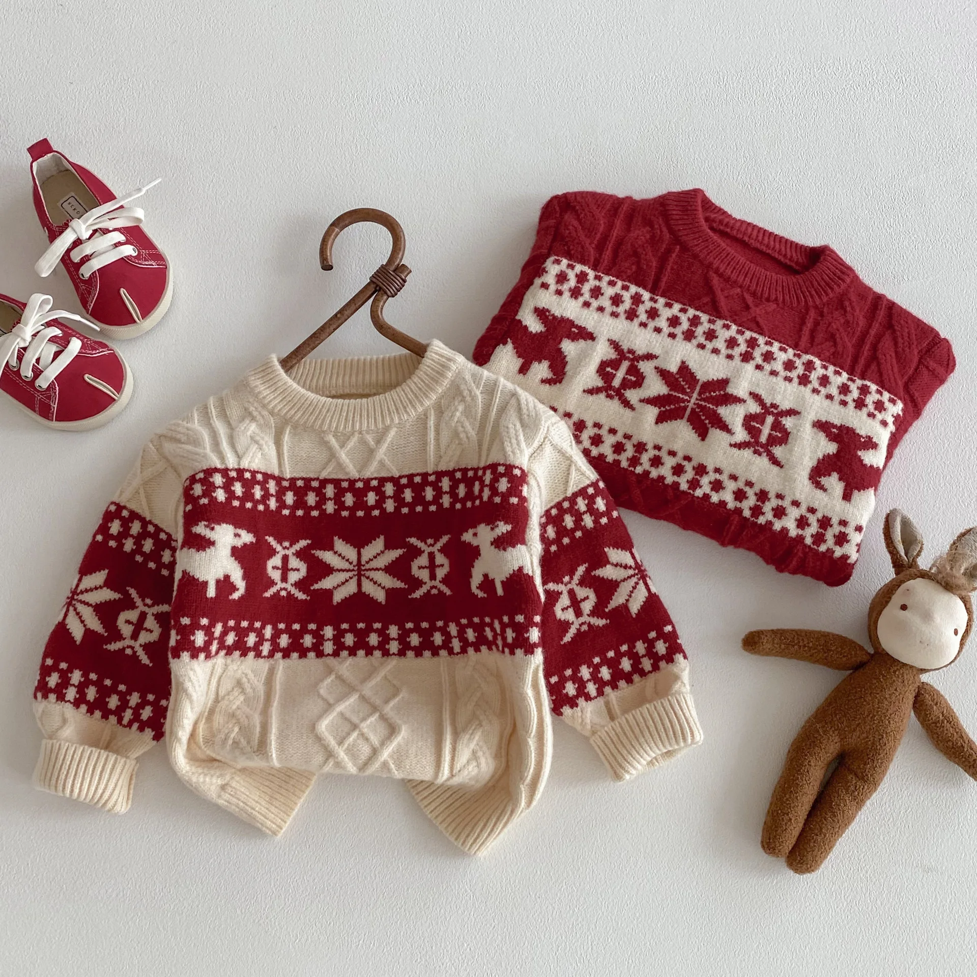 

2025 Winter New Children Long Sleeve Casual Sweatshirt Boys Girls Christmas Sweatshirt Baby Cotton Knit Tops Kids Warm Clothes