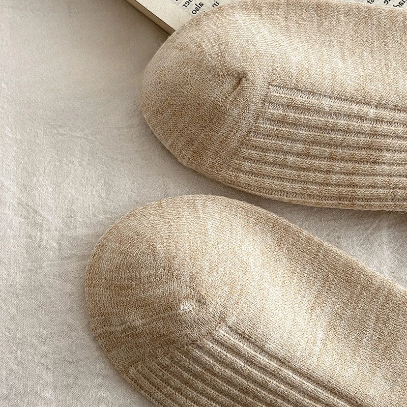 Wool Socks Women Autumn and Winter Casual Splicing Socks Stacking Mid Tube Socks