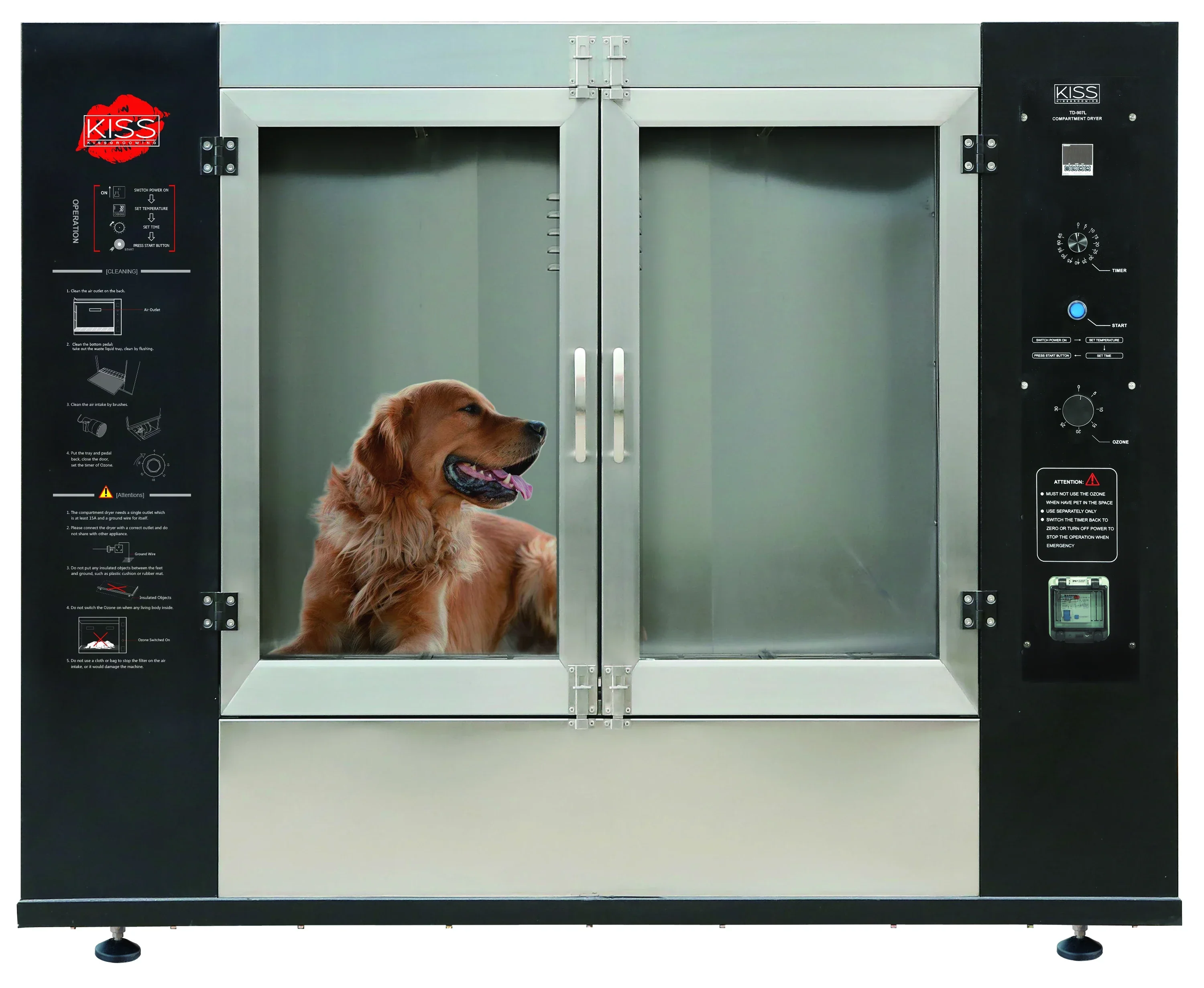 KISS TD-907L Professional Dog Cabinet Dryer Machine Compartment Dryer Pet Dryers Drying Cabinet