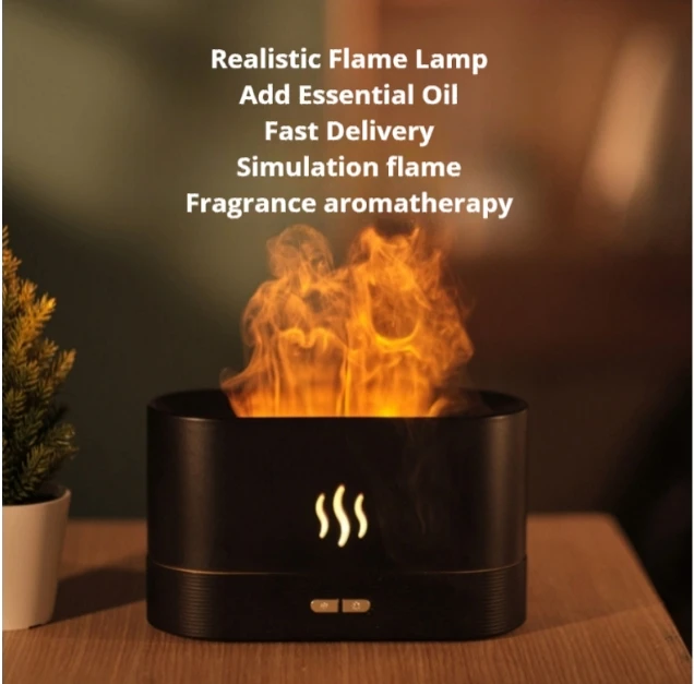 3D simulation flame humidifier Small fog ultrasonic essential oil aromatherapy fire humidifier