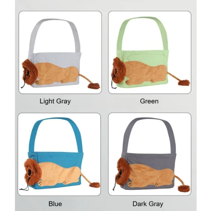 Pet Canvas Shoulder Bag Lion Shaped Carrier For Cat Comfortable Cats Carrying Pouch Handbag Puppy Messenger Bag For Out Travel - view 5