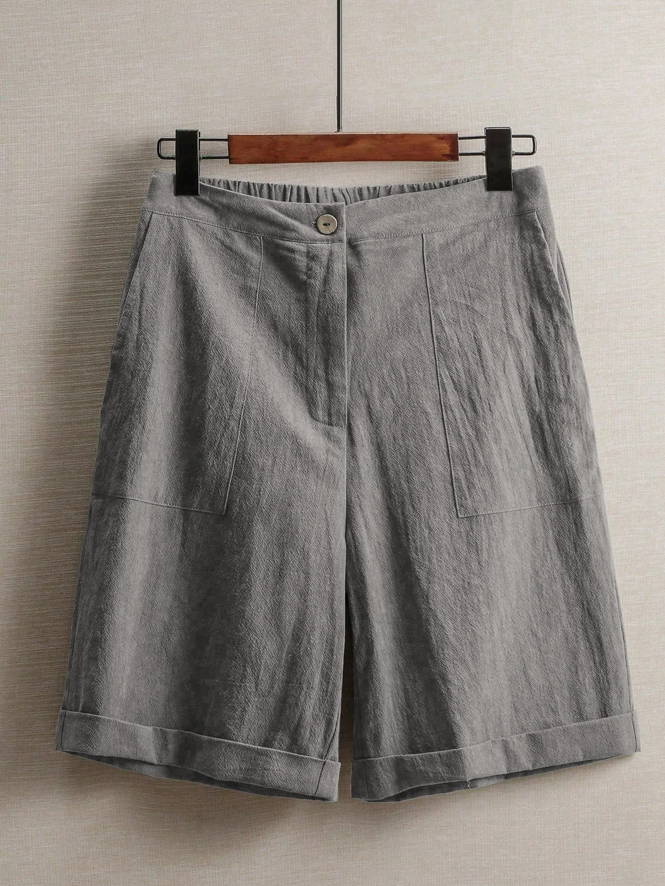 Sommerliche, leichte Damenhose mit fünf Taschen, weite, bequeme, gerade geschnittene Damenhose mit hoher Taille, modische Sport- und Freizeithose für den Außenbereich. – Detail 29