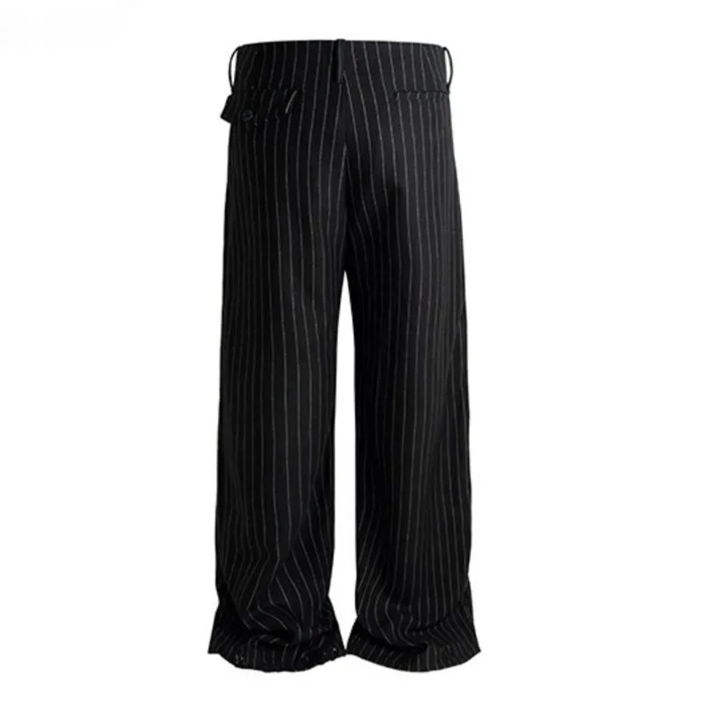 WVGA Spring Autumn New Men Tide High Street Washed Striated Ink Splash Design Niche Trendy Casual Straight Suit Pants Ins W9167