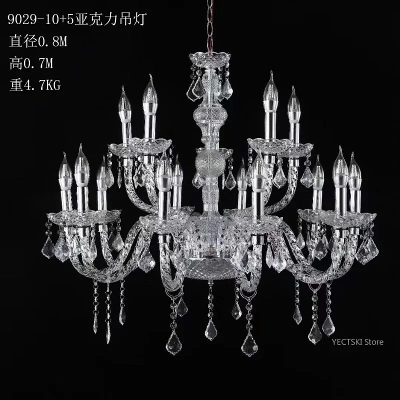 

GHJUYIOL Transparent acrylic crystal wedding chandelier, hotel wedding hall ceiling, stage decoration lights