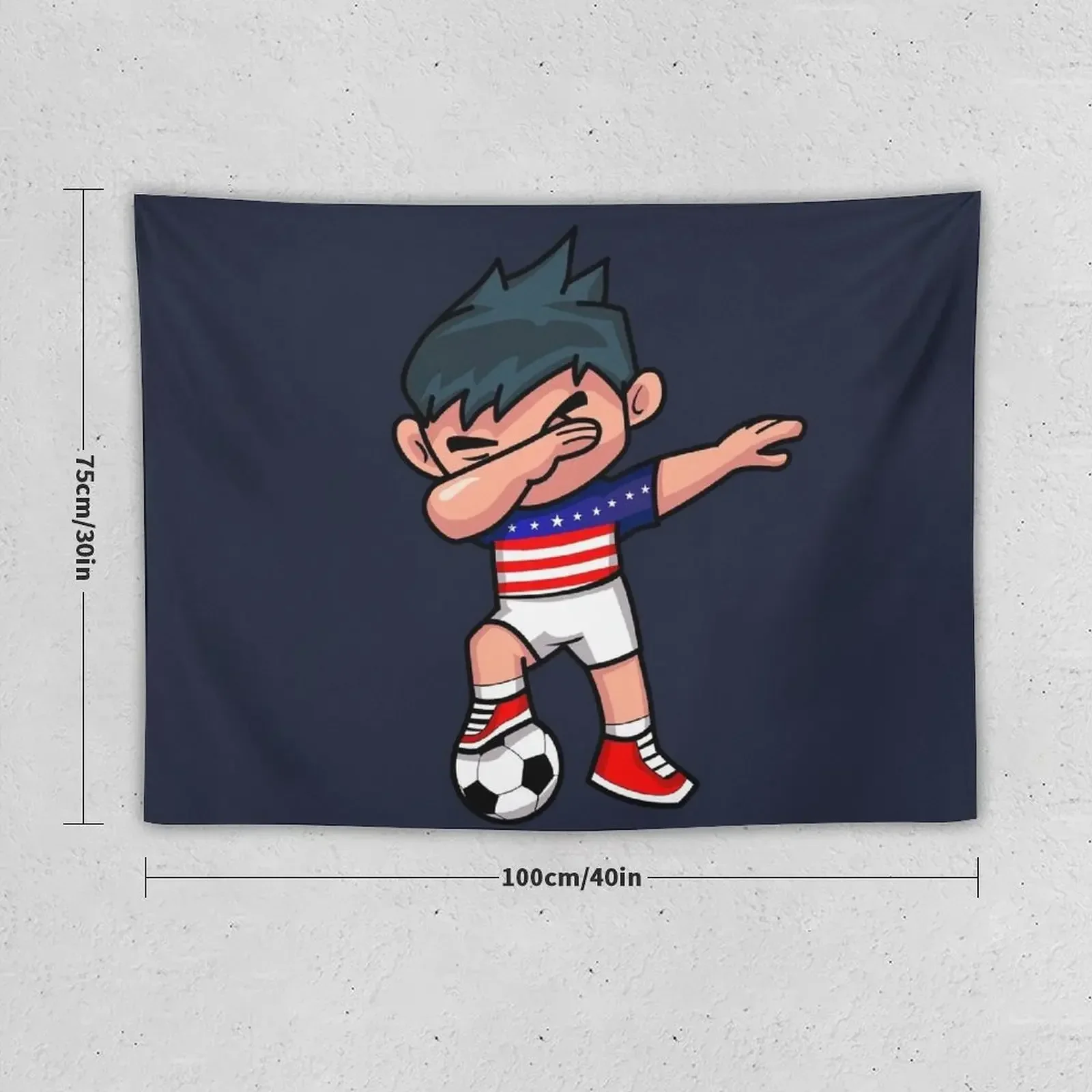 Soccer Boy Dabbing USA Tapestry Wallpapers Home Decor Korean Room Decor Tapestry