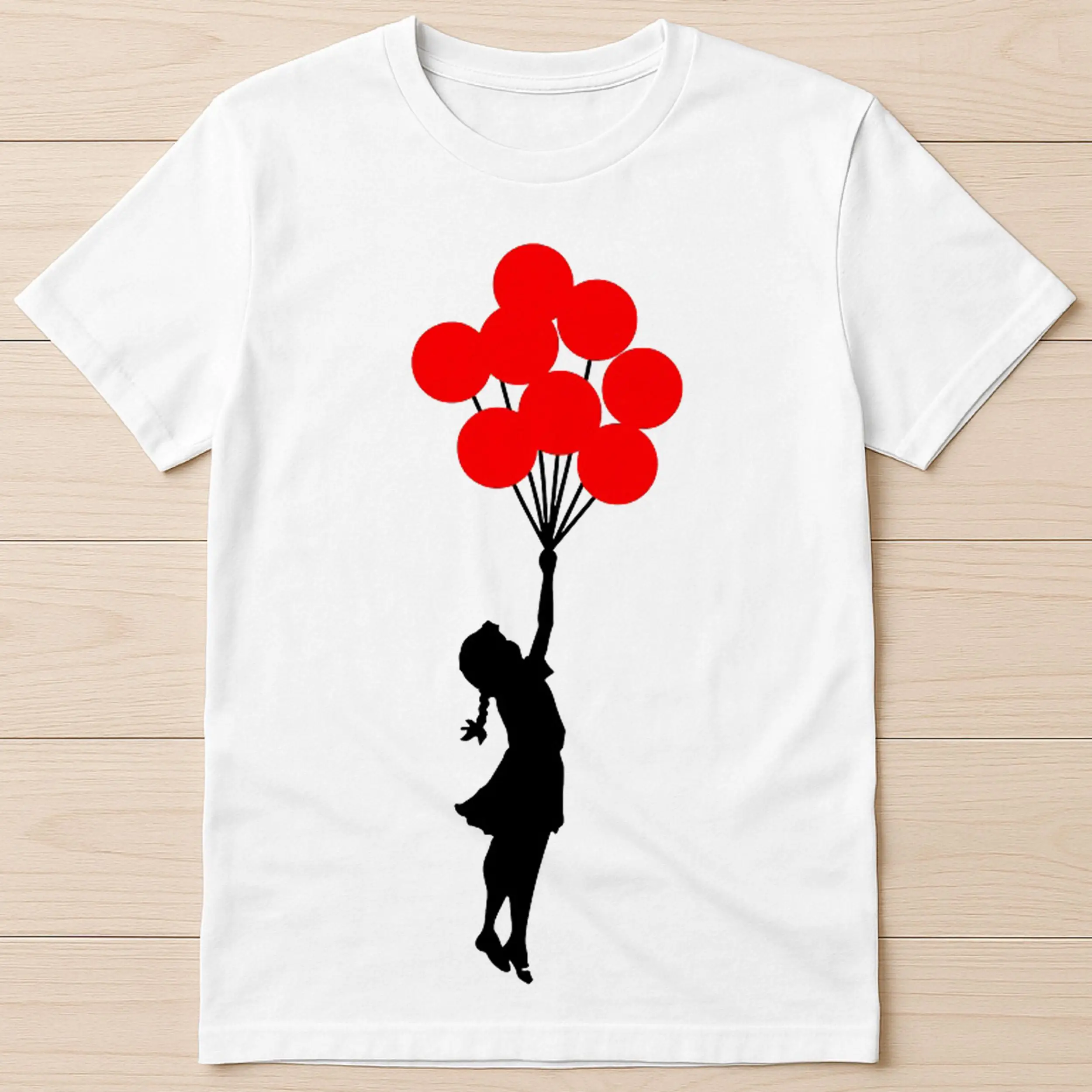 Camiseta de talla grande Banksy Balloon Girl para mujer, algodón, transpirable, moderna y versátil, ropa de calle Unisex de gran tamaño