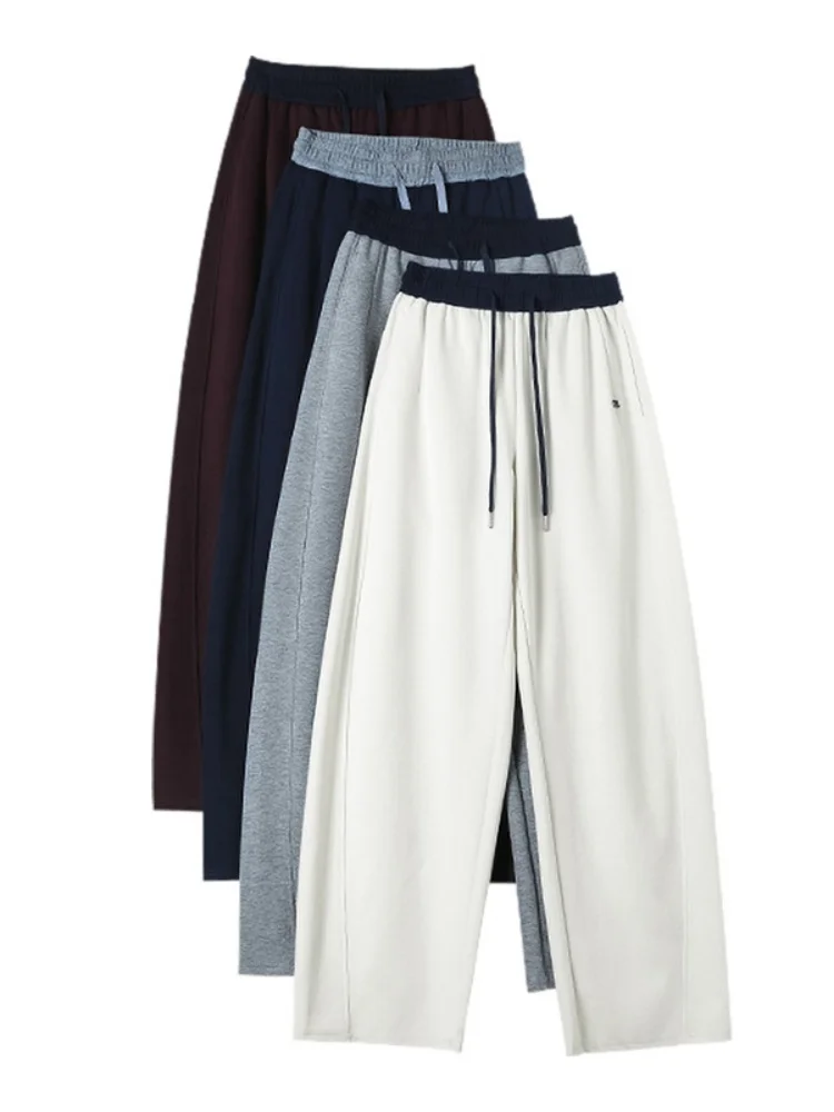 Women's High Waist Straight Leg Fce Lined Thiened Sports Pants Autumn Winter Loose Fit Trousers Korean Sle Commute