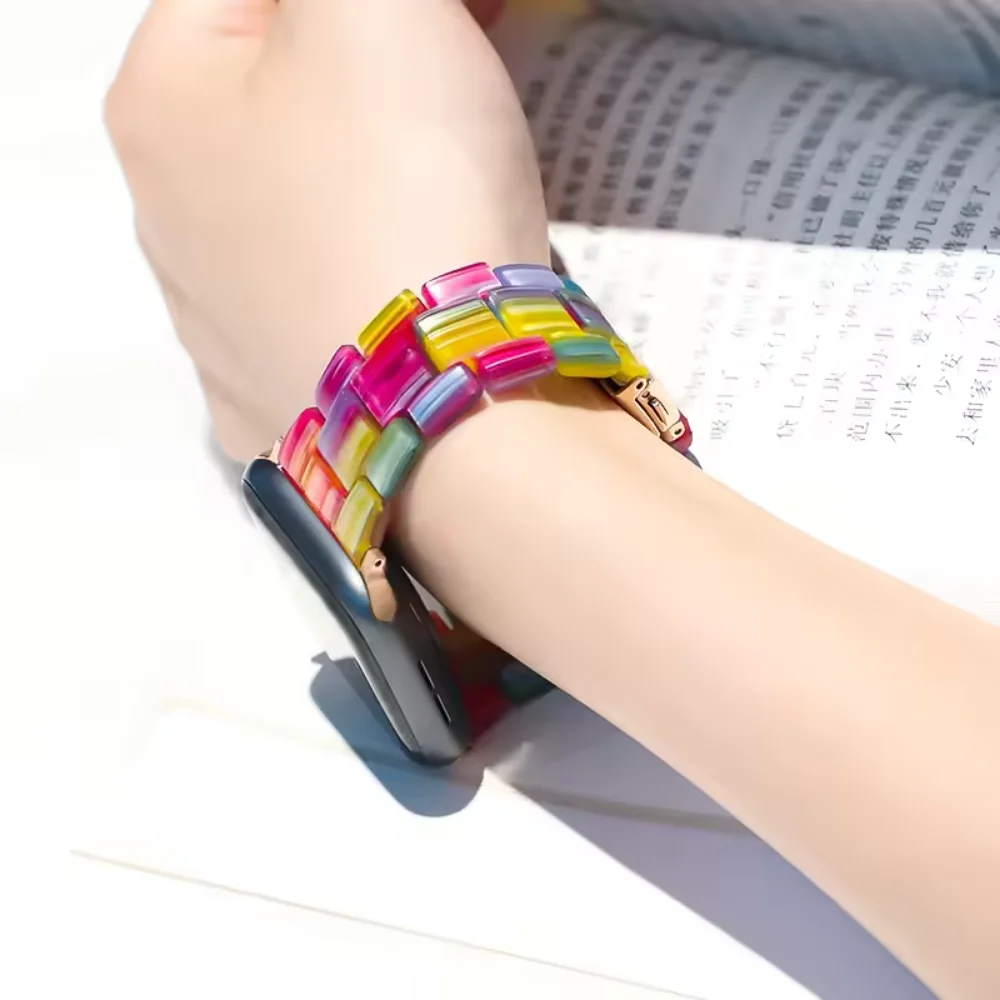 Apple Watch 시리즈 용 수지 스트랩 Ultra 2 49mm 10 46mm 42mm 스트랩 스틸 팔찌 iWatch 9 8 7 6 5 4 SE 45mm41mm 44mm40mm Correa