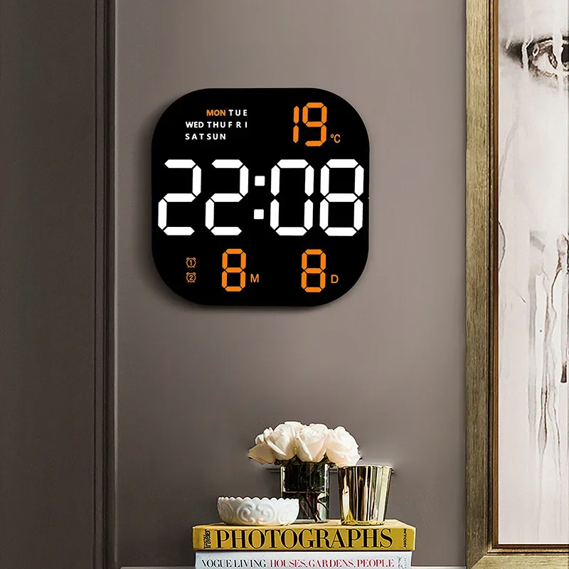 LED Digital Countdown Wall Clock Large Screen Temperature Date Day Display Timing Electronic Clock Dining Room Decor with Remote