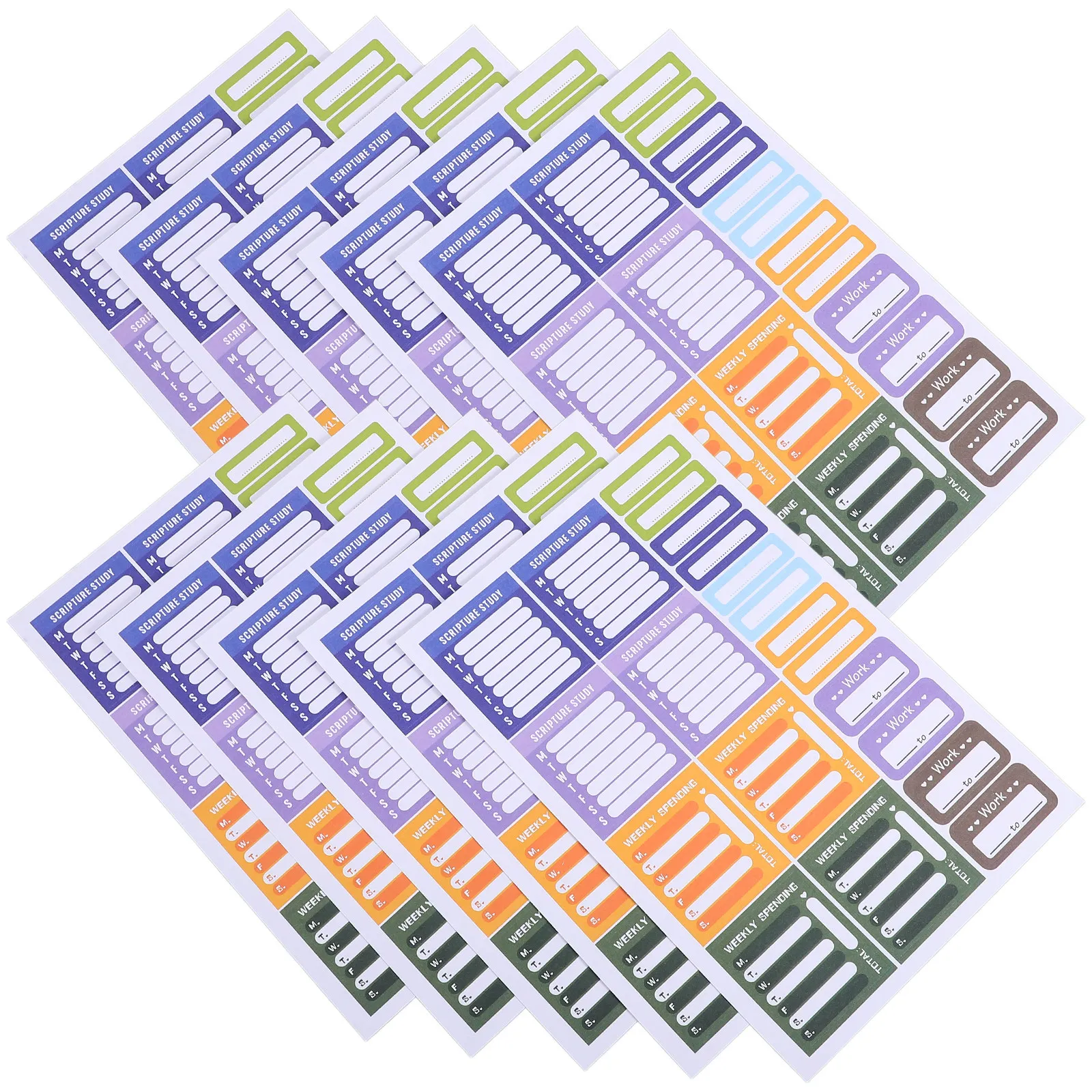 

10 листов ярких наклеек с днями недели, самоклеящиеся, из мелованной бумаги, для планировщиков, бюджетов, календарей стоматологов, студенческих расписаний