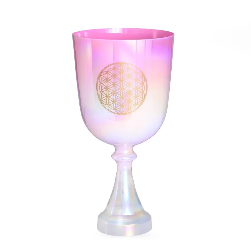 Gradual change Pink Colorful Crystal Holy Grail Meditation Sound Therapy Yoga Portable Crystal Bowl Music Bowl