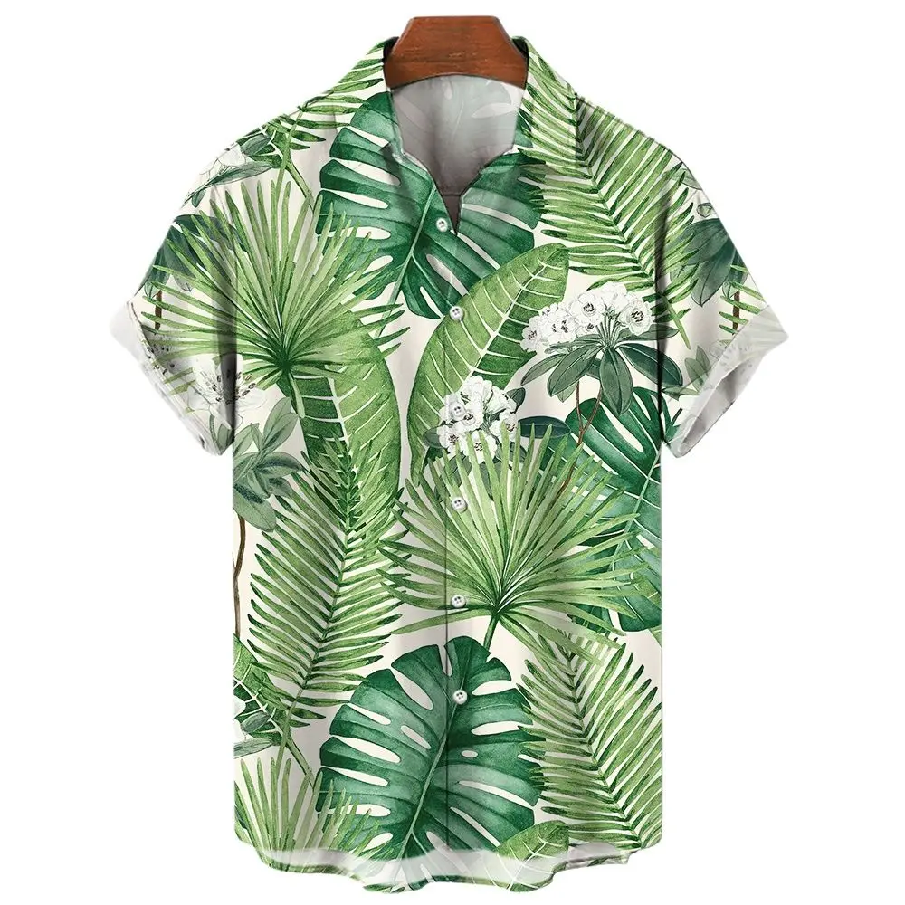 Men\'s Hawaiian Shirts Aloha Short Sleeve Top Casual Beach Social Blouse Holiday Print T-Shirts Oversized Tees Shirt Men Clothing