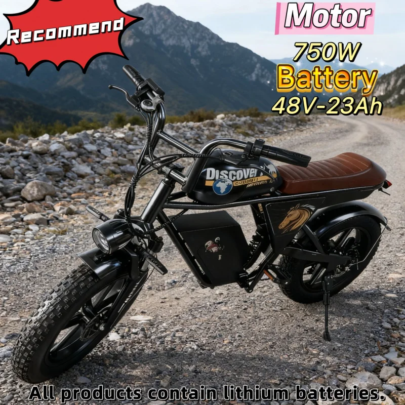 Bicicleta eléctrica de 20 pulgadas con potente motor incorporado de 750W, batería de litio de 48V32AH, neumático todoterreno de montaña
