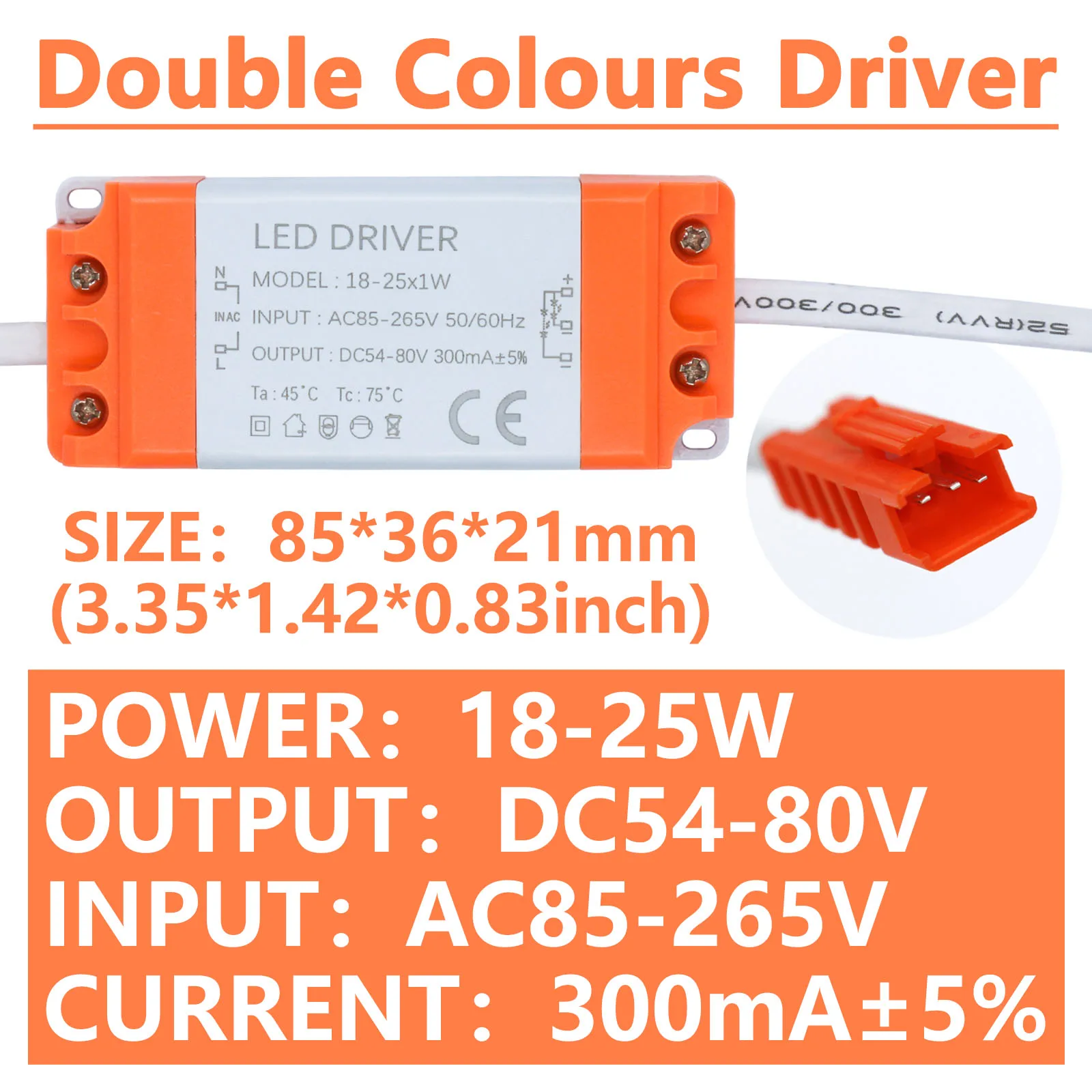 300mA LED Double Colours Driver Dimmable AC 85-265V LED Driver Transformer Power Supply Be Used For Dual Colors LED Light Strip